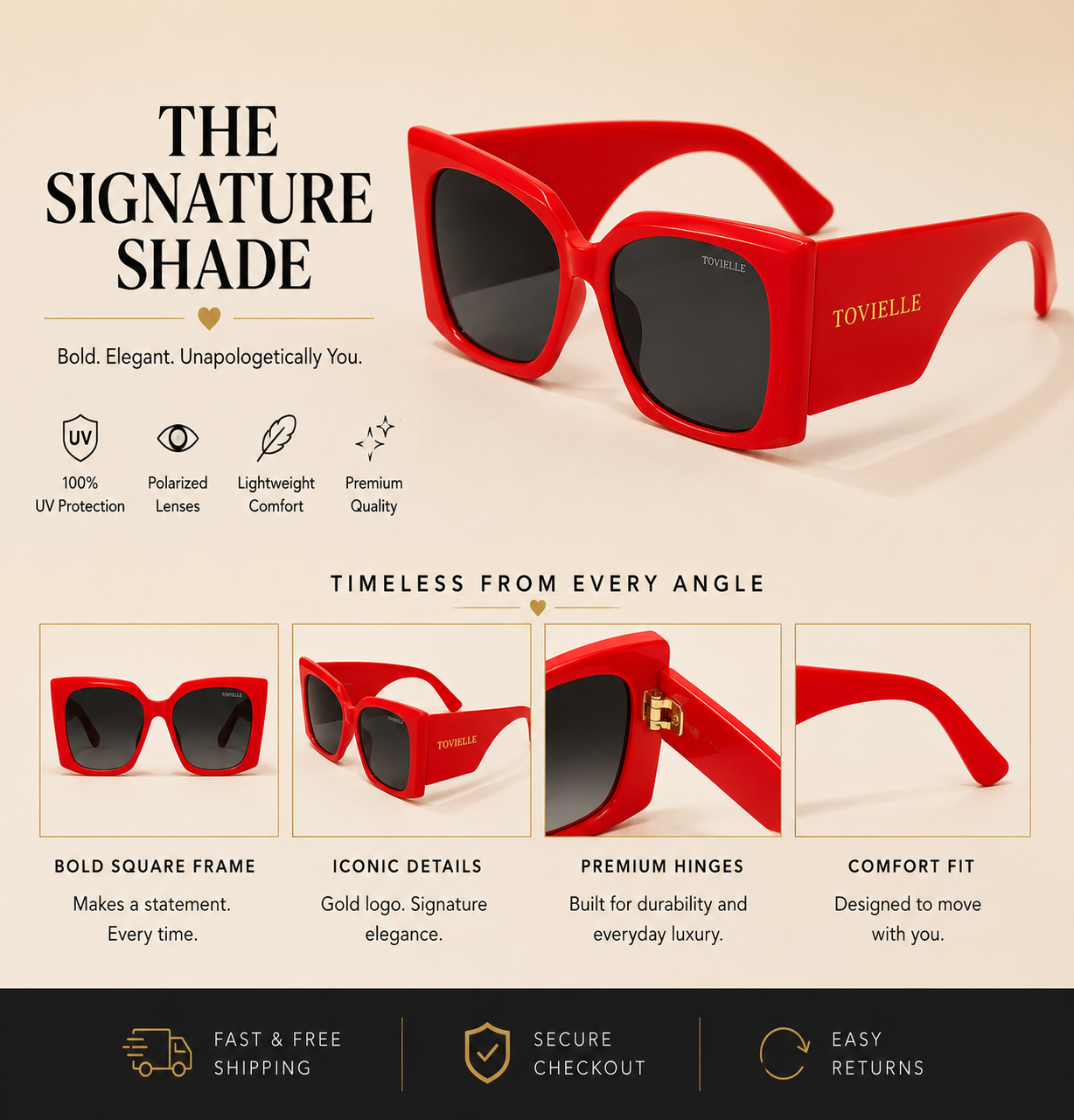 Tovielle Riviera Rouge Sunglasses — Red Edition
