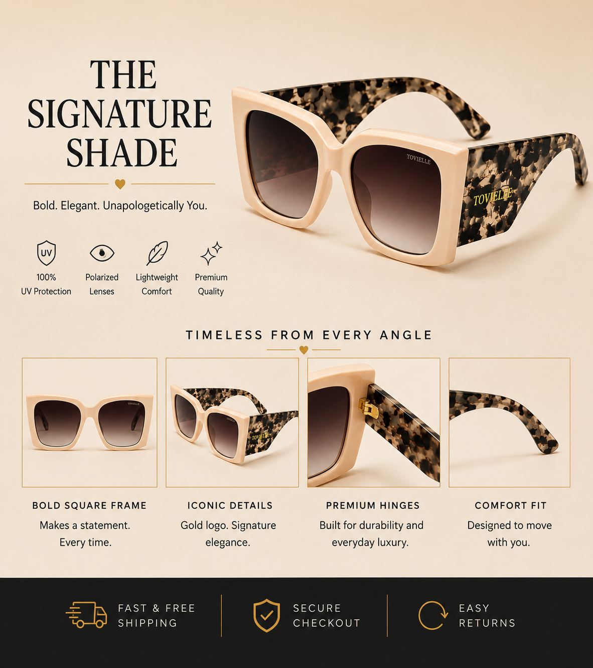 Tovielle Riviera Safari Sunglasses — Tortoise Edition