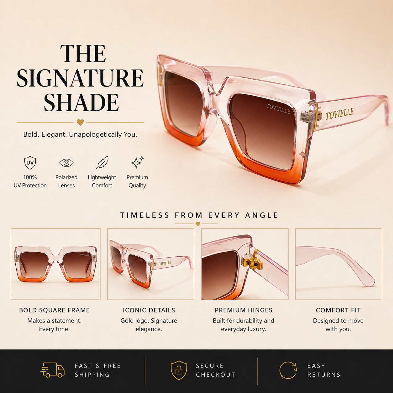 Regent Rose Sunglasses — Sunset Blush