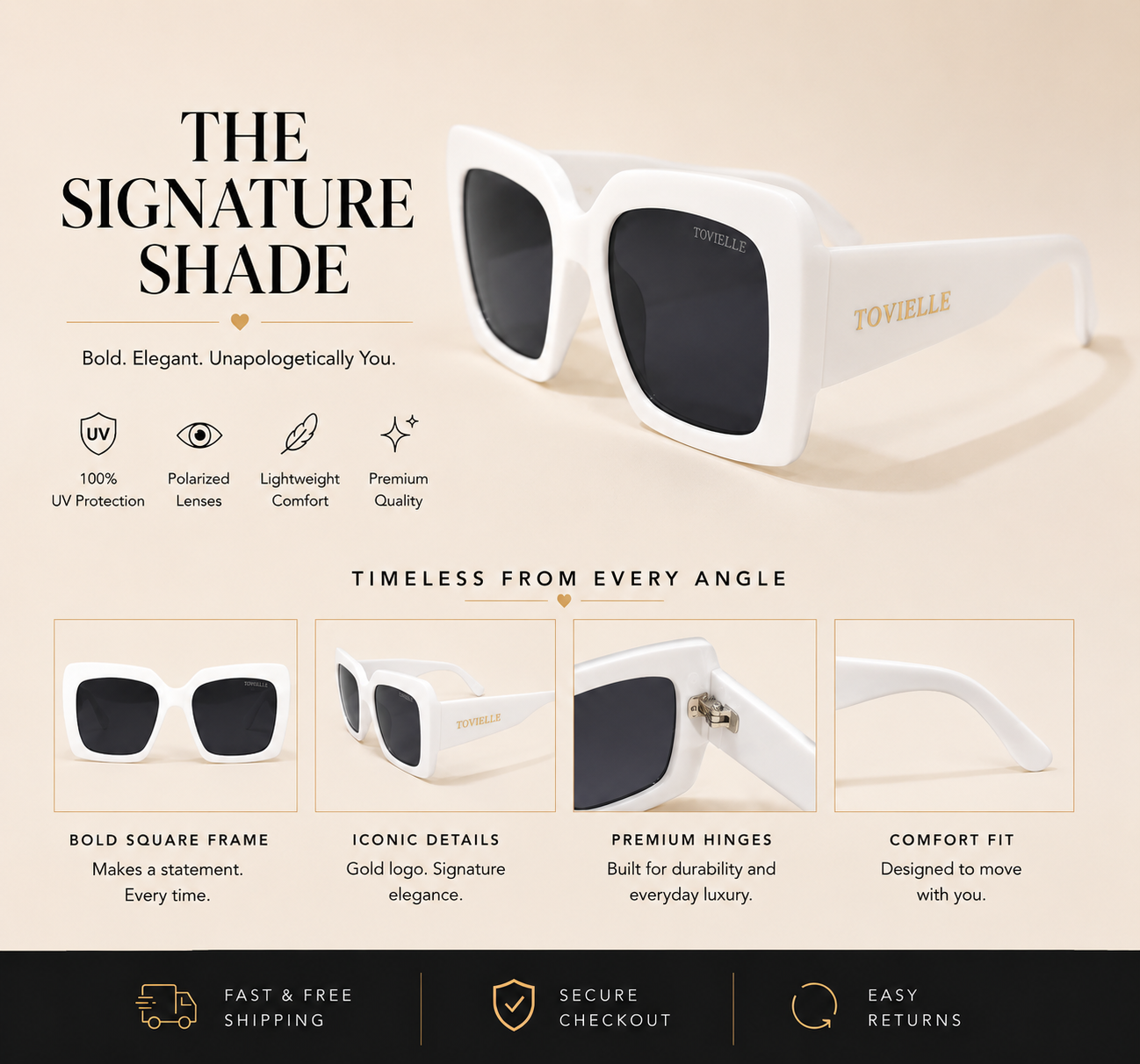 Tovielle Riviera Blanc Sunglasses — White Edition