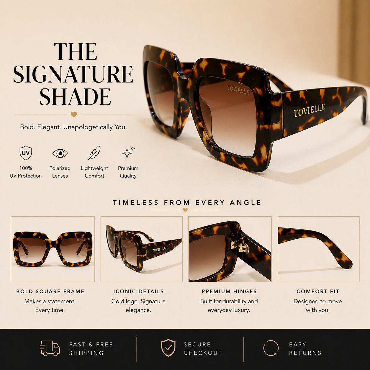 Heiress Sunglasses — Golden Tortoise