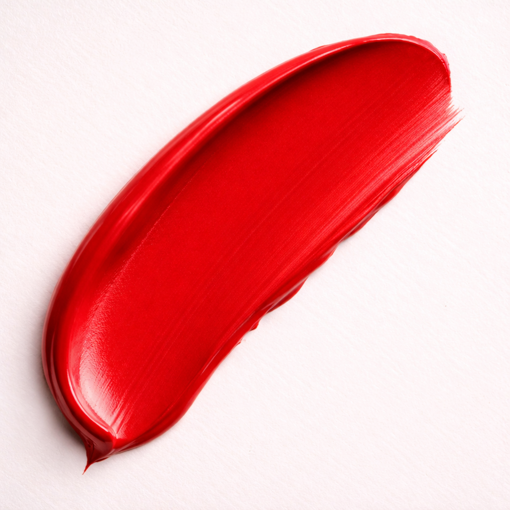 Bella classic red cream lipstick smear swatch by Tovielle Beauty timeless satin finish luxury red lipstick texture