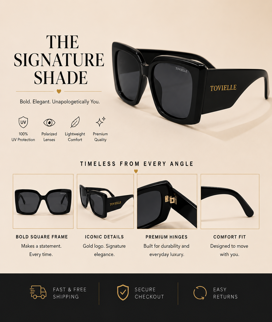 Tovielle Riviera Noir Sunglasses — Black Edition