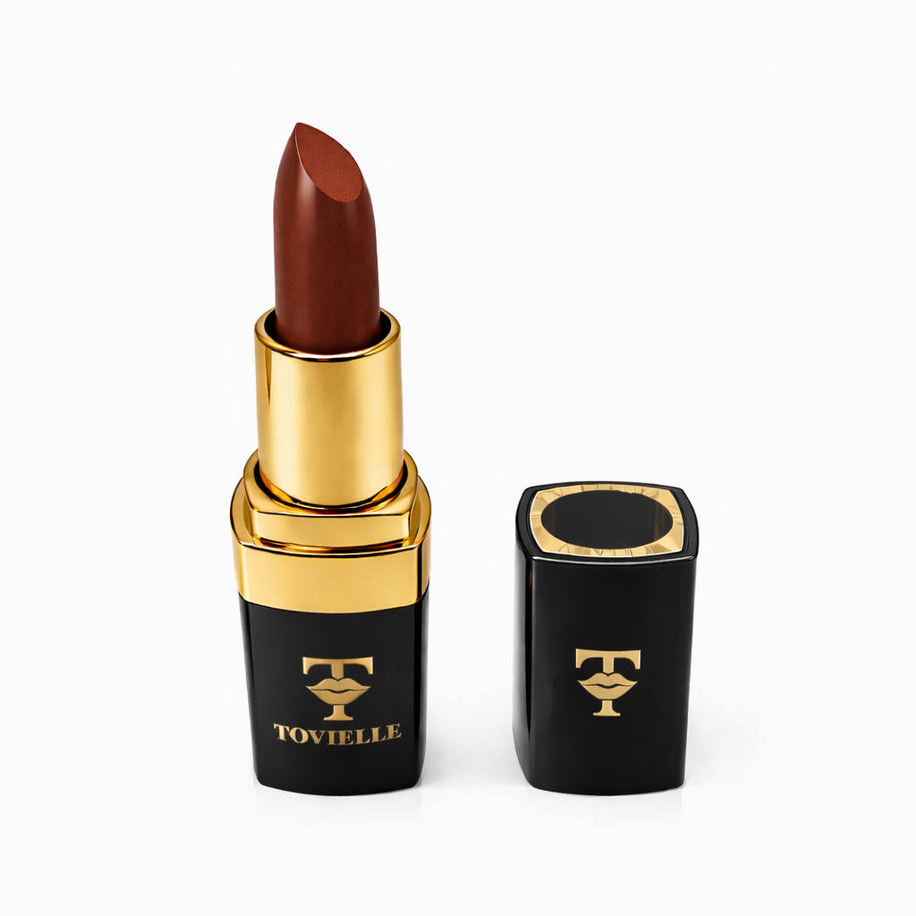 Silk nude cream lipstick by Tovielle Beauty soft satin finish warm nude luxury lipstick UK