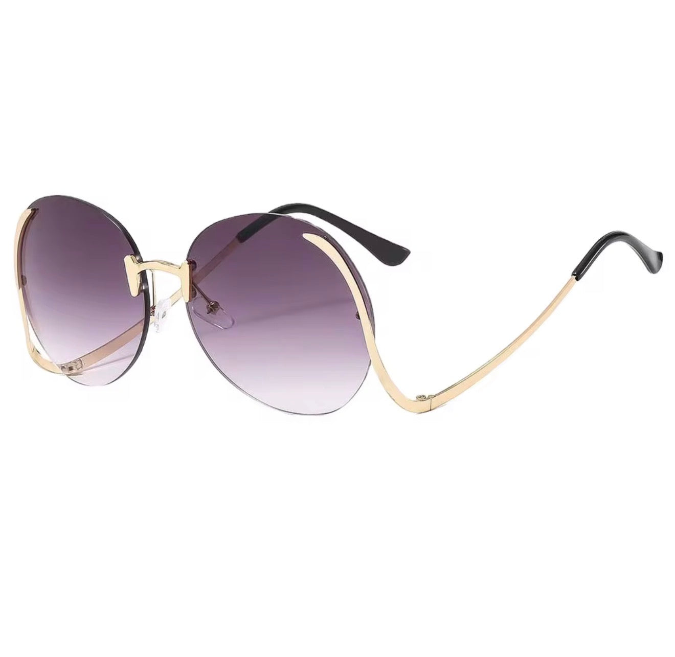 TOVIELLE Aura Signature Luxury Sunglasses gold frame grey gradient designer sunglasses