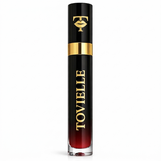 Berry Temptation lip gloss by Tovielle, deep wine shade with high-shine finish