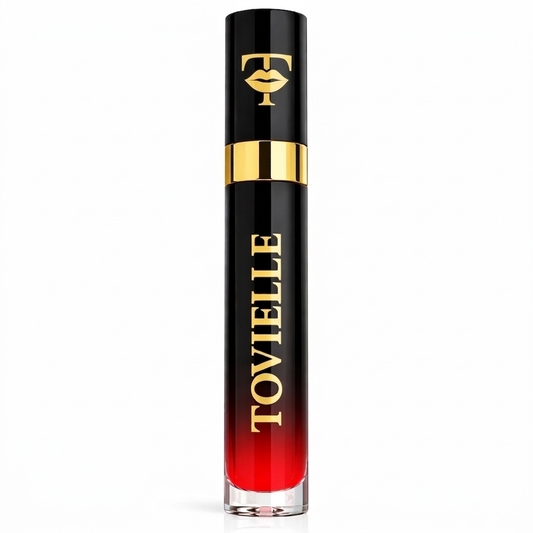 Cherry Heat lip gloss by Tovielle, vibrant red shade with high-shine finish