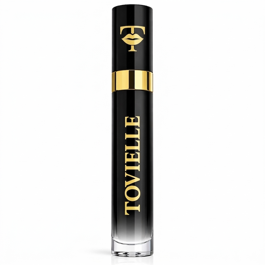 Tovielle Crystal Glow clear lip gloss with high shine glass-like finish on lips