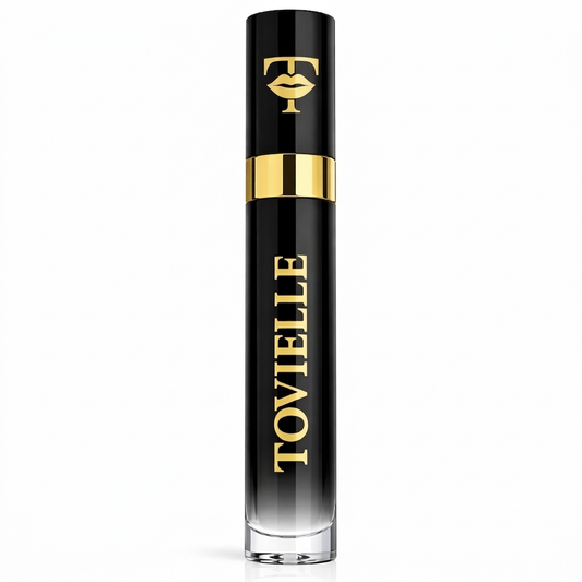 Tovielle Crystal Glow clear lip gloss with high shine glass-like finish on lips
