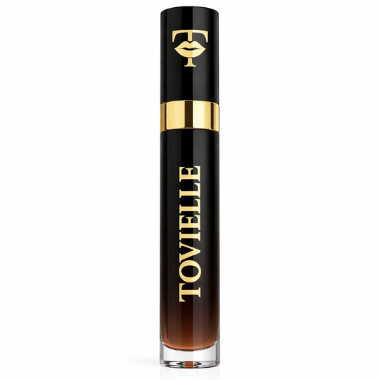 Nude Silk lip gloss by Tovielle, soft nude shade with high-shine finish