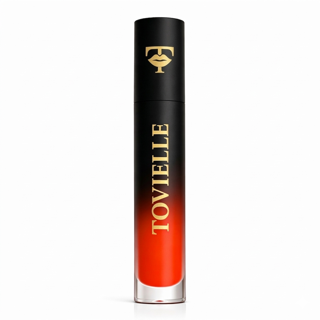 Red Obsession matte lipstick in a vivid bold red shade with a smooth velvet matte finish on lips