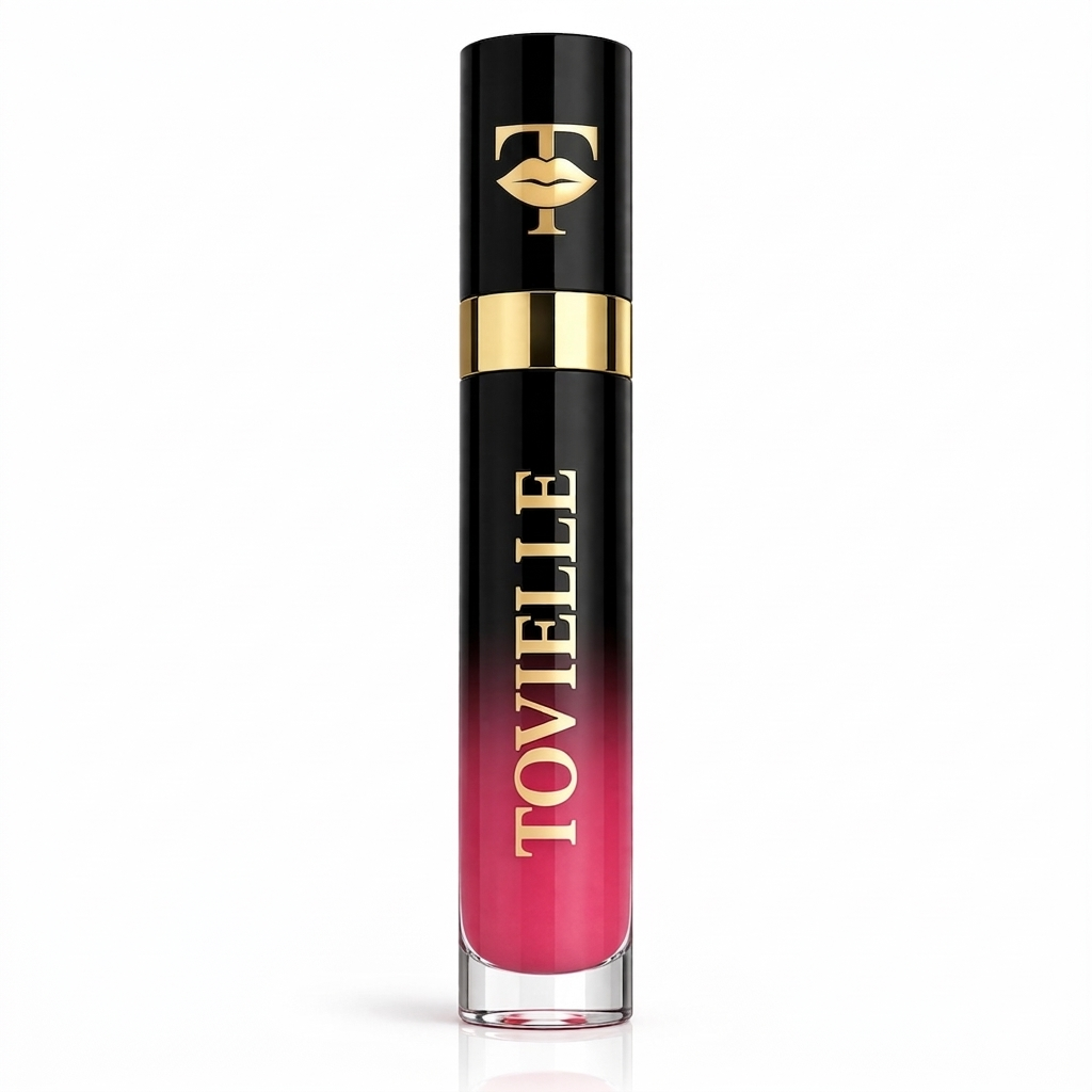 Tovielle Soft Kiss lip gloss in a soft pink shade with a high-shine glossy finish on lips