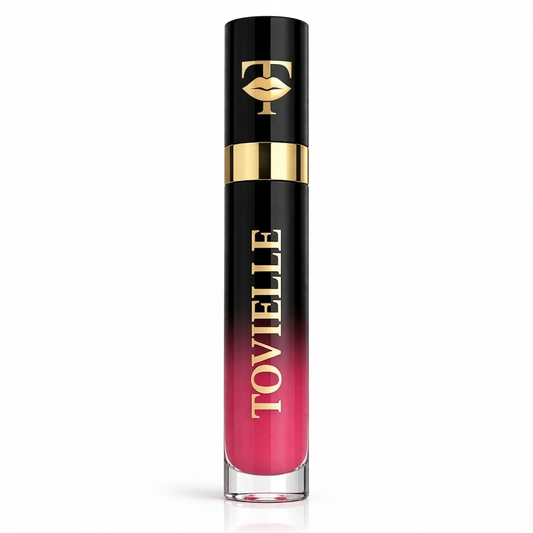 Tovielle Soft Kiss lip gloss in a soft pink shade with a high-shine glossy finish on lips