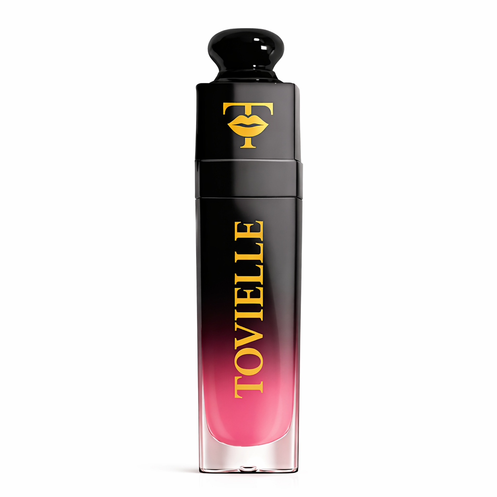 TOVIELLE Strawberry Lip Oil in soft pink red shade with glossy finish