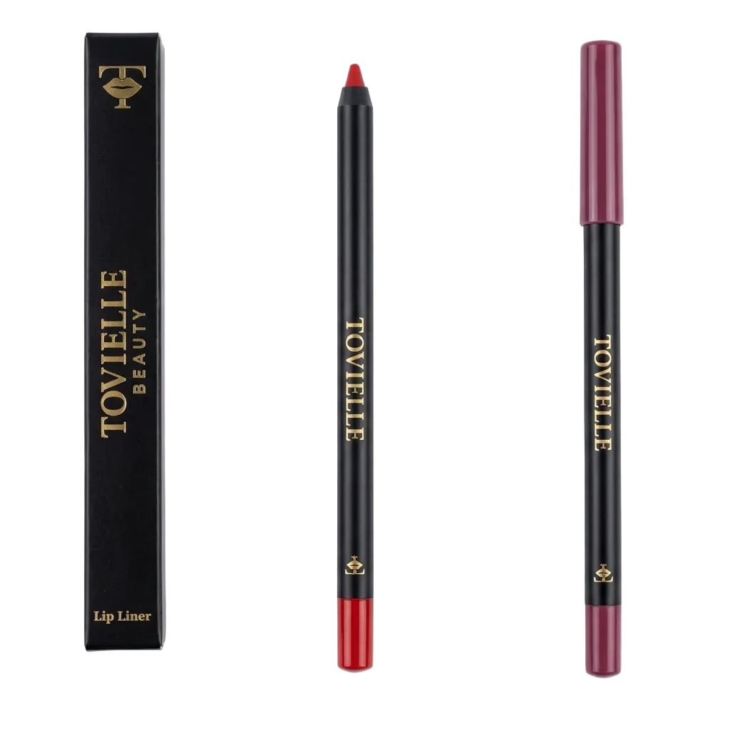TOVIELLE Sienna Veil Lip Liner in warm terracotta nude shade with sleek black and gold packaging